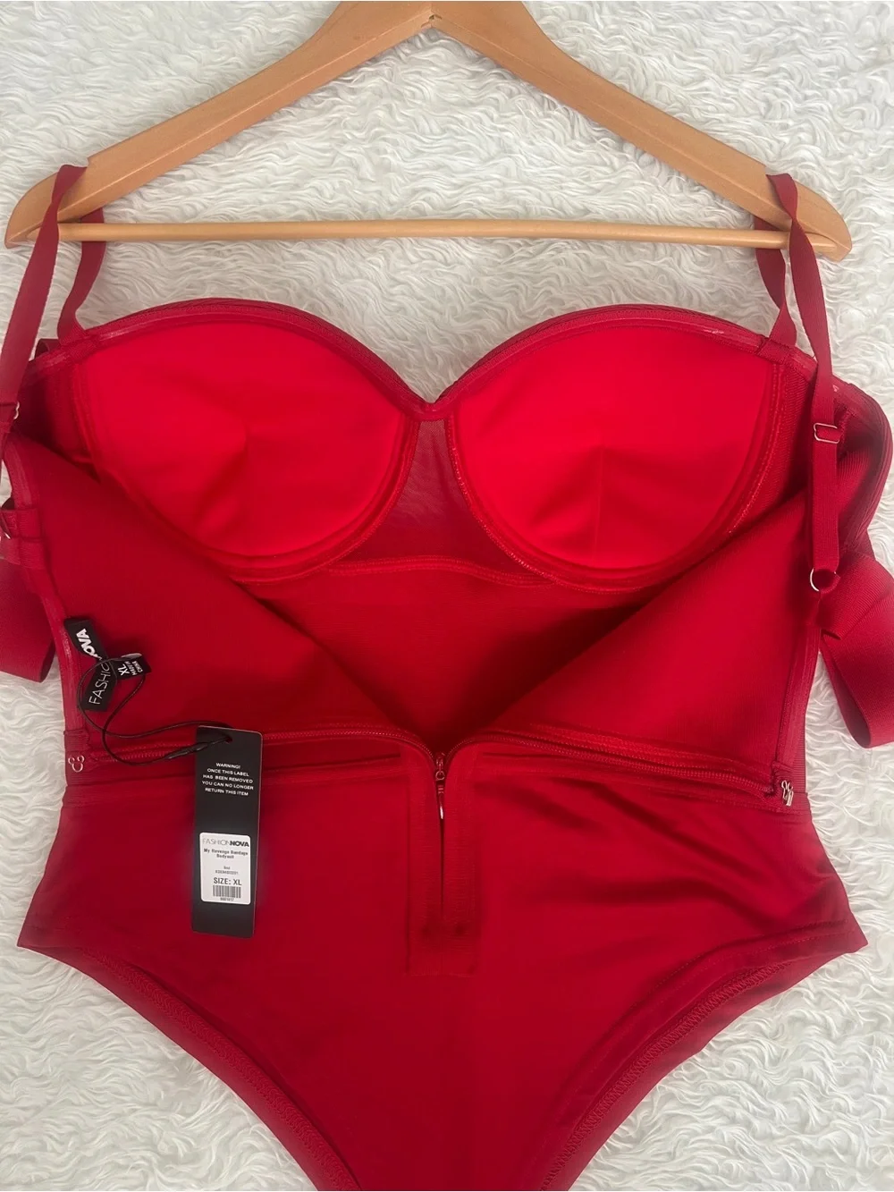 NWT Fashion Nova My Revenge Bandage Bodysuit RED Size XL - Picture 5 of 9